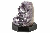 Deep Purple Amethyst Geode With Wood Base - Uruguay #275695-1